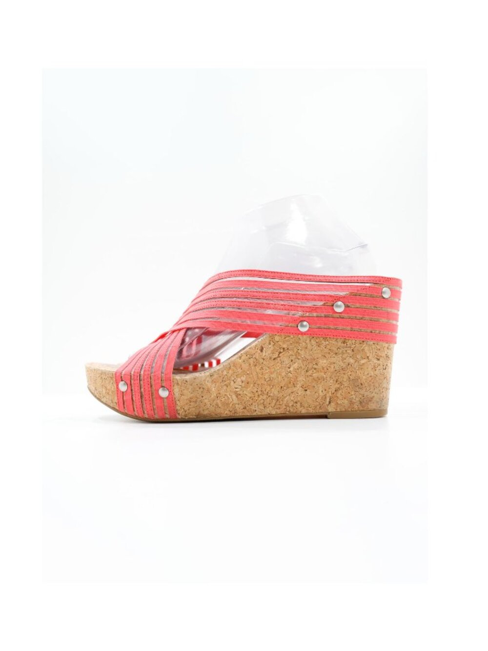 Lucky Brand Miller-2 Coral Mesh 4" Cork Wedge Heel Sandals - 10